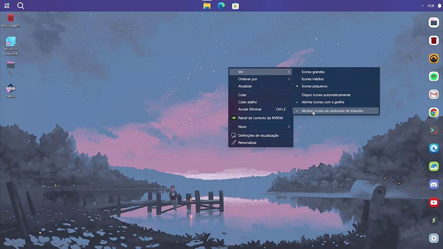 Ocultar ícones no ambiente de trabalho do windows11